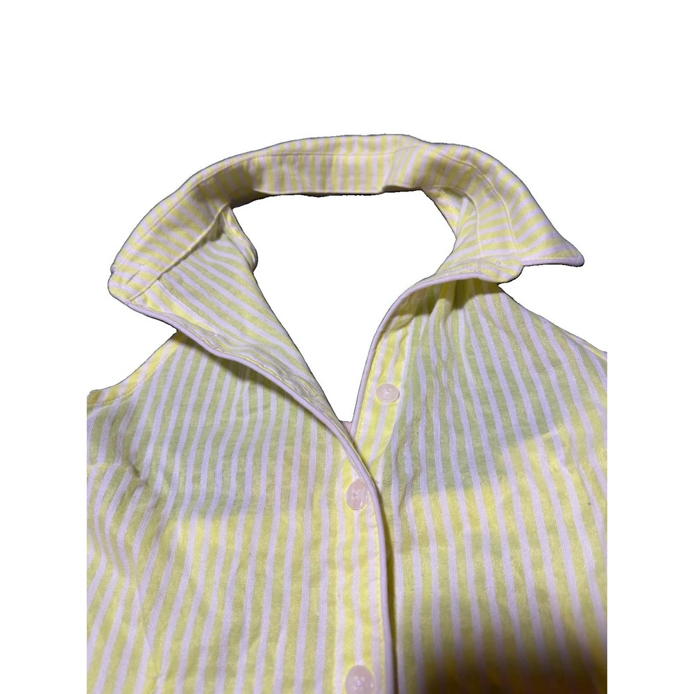 Maeve Anthropologie NWT Yellow & White Striped Button Halter Top Backless XS - Picture 5 of 14